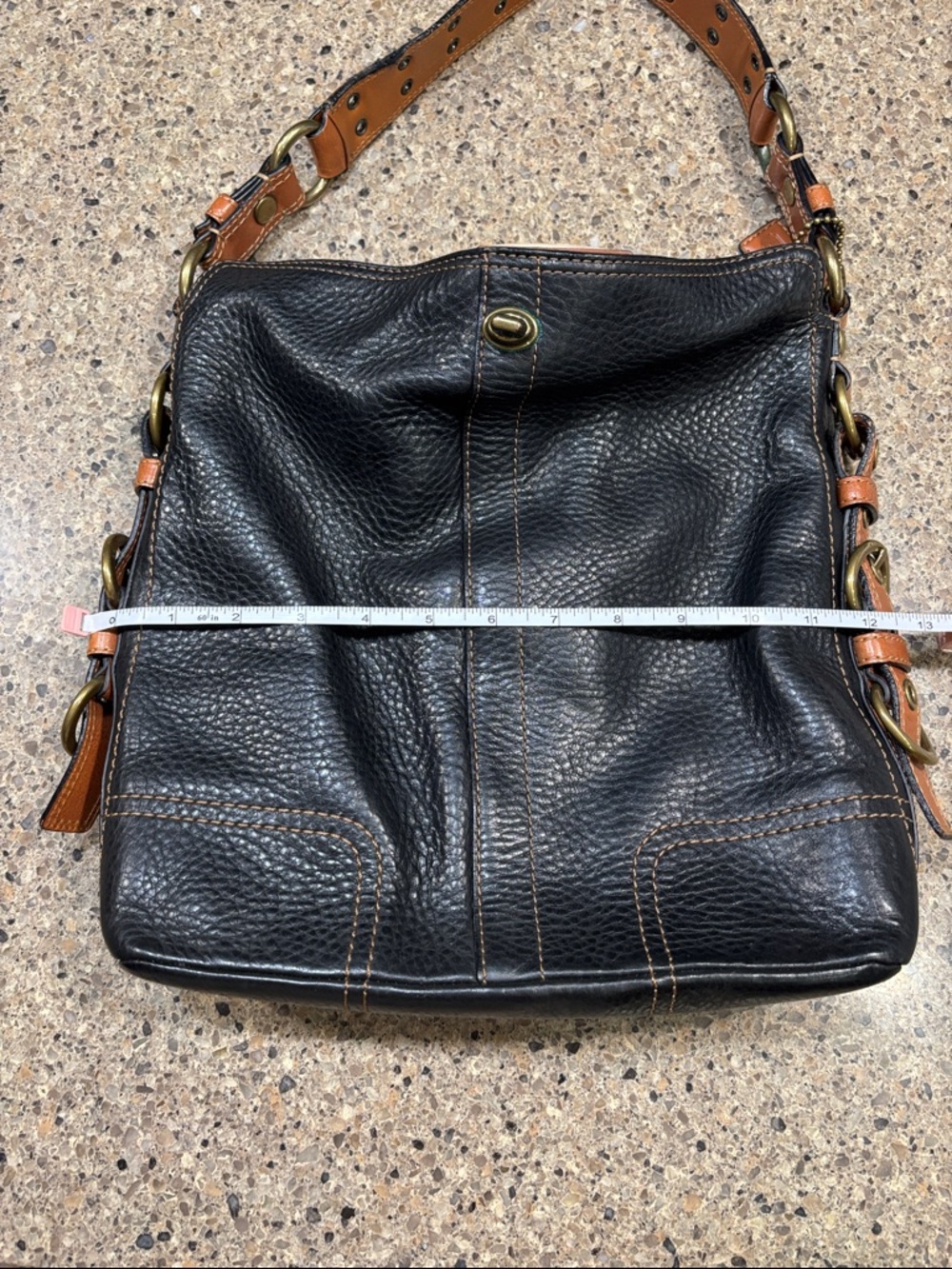 Coach Chelsea Classic Black Leather Hobo Bag with Tan Accents#10959 RARE - Picture 8 of 9
